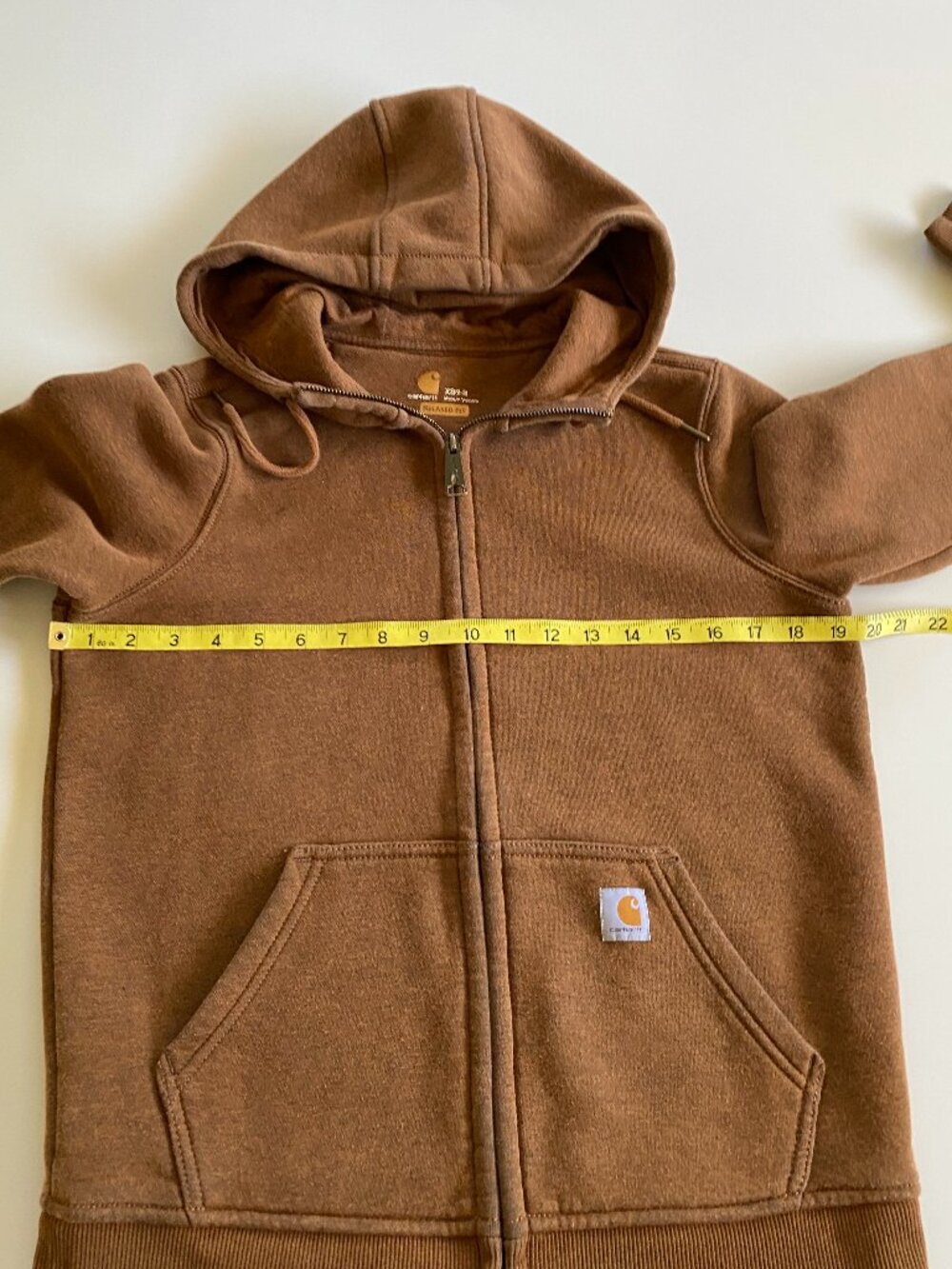 Carhartt Women's Relaxed Fit Oversized Zip Hoodie XS Brown Grunge Faded Patina - Picture 7 of 10